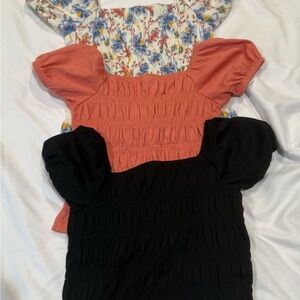 Old Navy Kids Floral, Coral, and Black Blouses